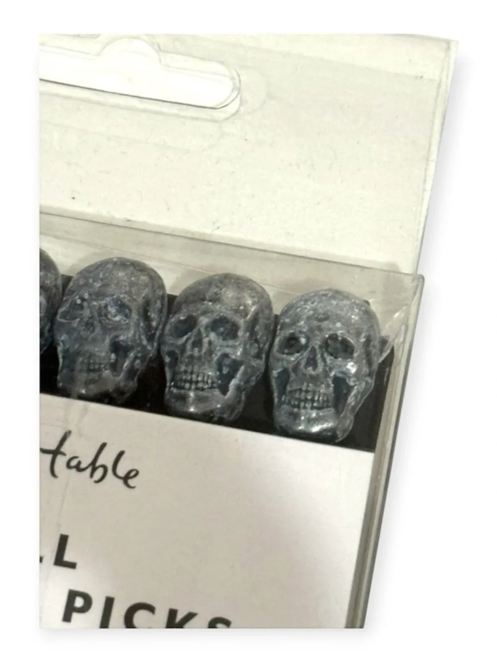 new Sur La Table ☻︎ Set of 6 Skull Cocktail Olive Picks ☻︎ Silver ☻︎ Halloween